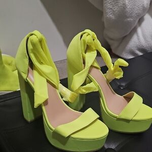 Women's Neon Yellow Platform Heels